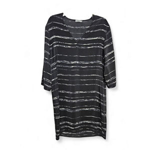 Vince Women's Silk Shadow Stripe Shift Dress Size S